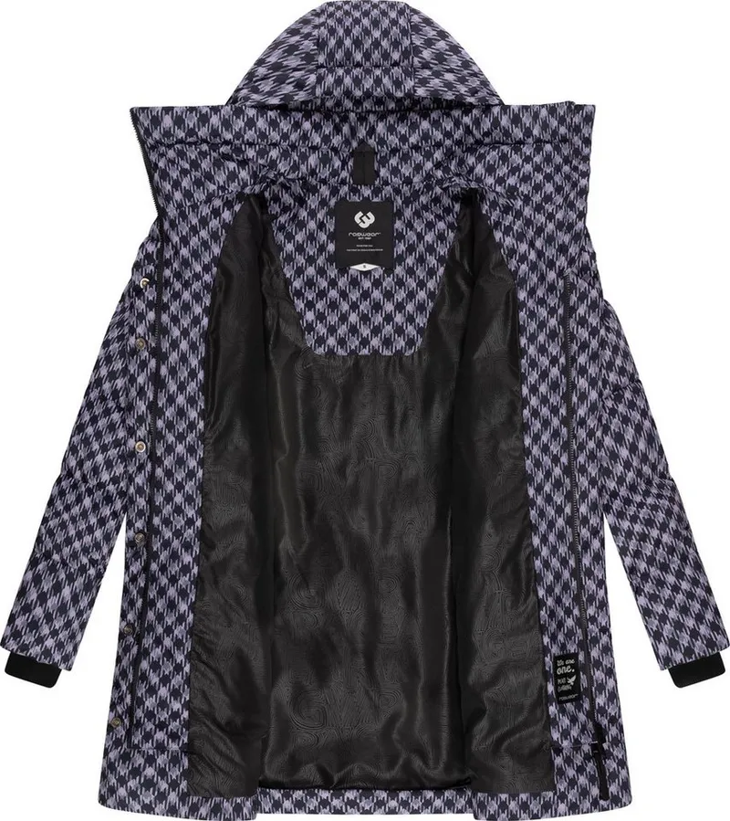 ragwear ragwear Steppmantel Niara Print wasserdichter Mantel mit angesagtem Hahnentritt Muster, Lila, – Produktbild 1 von 4