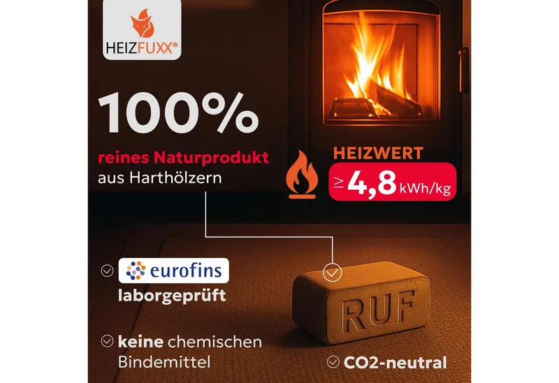 HEIZFUXX Holzbriketts RUF Red Holzbriketts Hartholz, 20 kg, (Paket, 2-St) – Produktbild 3 von 5
