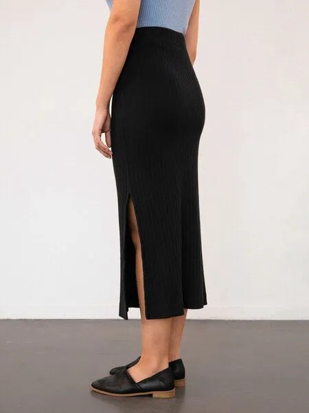 Rotholz Rotholz Ribbed Tube Skirt - Damen Rock aus Bio-Baumwolle, True black (schwarz), – Produktbild 2 von 4