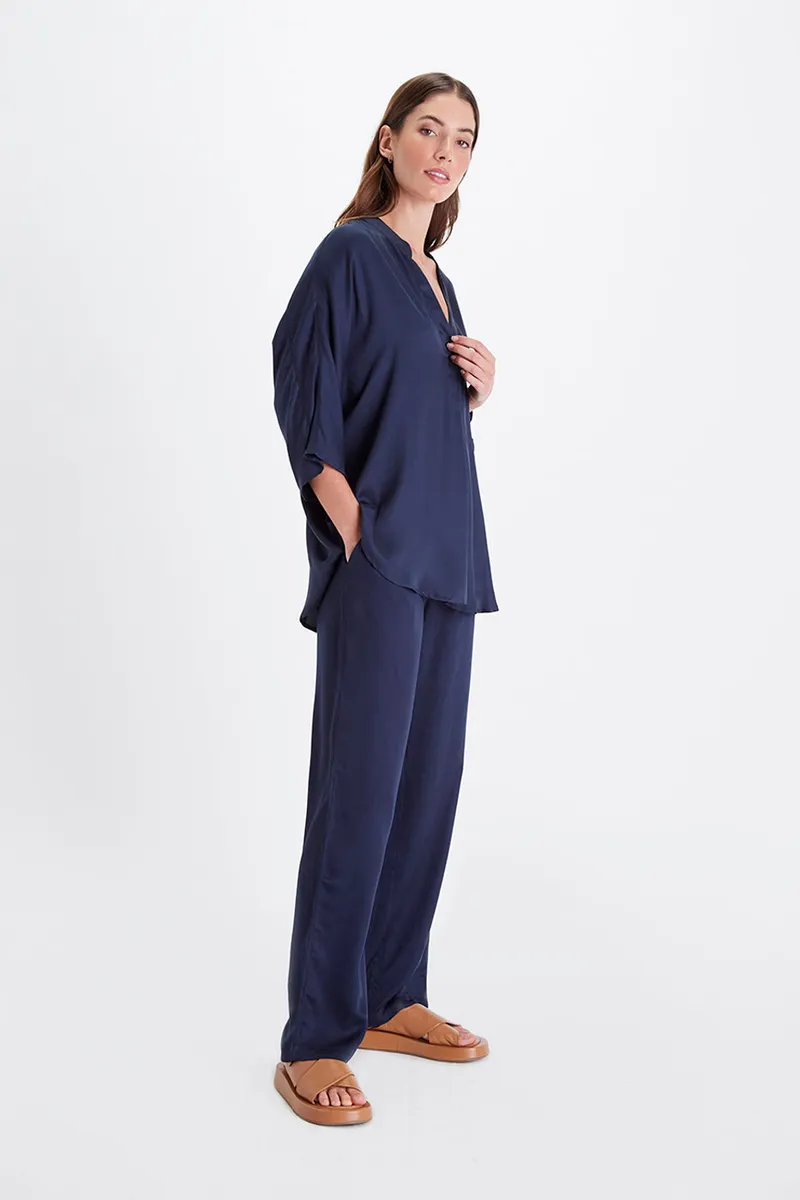 Neu Nomads Neu Nomads Damen vegan Bluse Kerala Mitternacht, Extra dunkelblau, – Produktbild 1 von 2