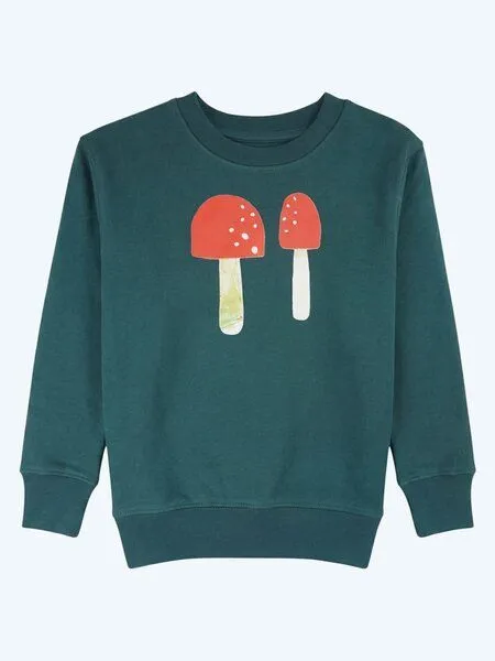 MelaDi Meladi Kinder Sweater aus Biobaumwolle - Plize auf Forrest Green, Natural white, – Produktbild 6 von 7