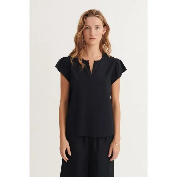Basic Apparel Basic Apparel Kurzarm Shirt SILJE Bluse aus Bio-Baumwolle, Schwarz (black), – Produktbild 1 von 2
