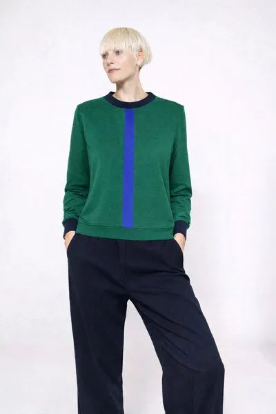 ein garten Studios ein garten Studios Colorblock Shirt aus Bio-Baumwolle und Tencel, Deep green, – Produktbild 1 von 3