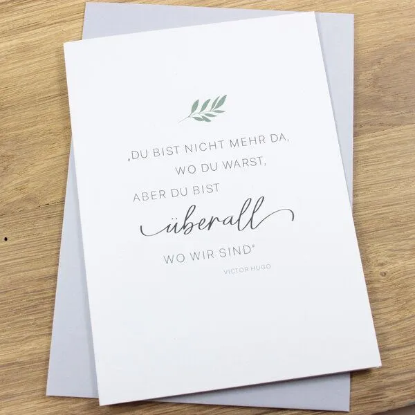 Bow & Hummingbird Bow & Hummingbird Trauerkarte „Überall wo wir sind“, Grau, – Produktbild 2 von 3