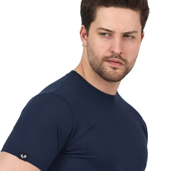 Woolona Woolona Merino Piqué T-Shirt - Relax - Herren - 100% Merinowolle, Navy, – Produktbild 3 von 3