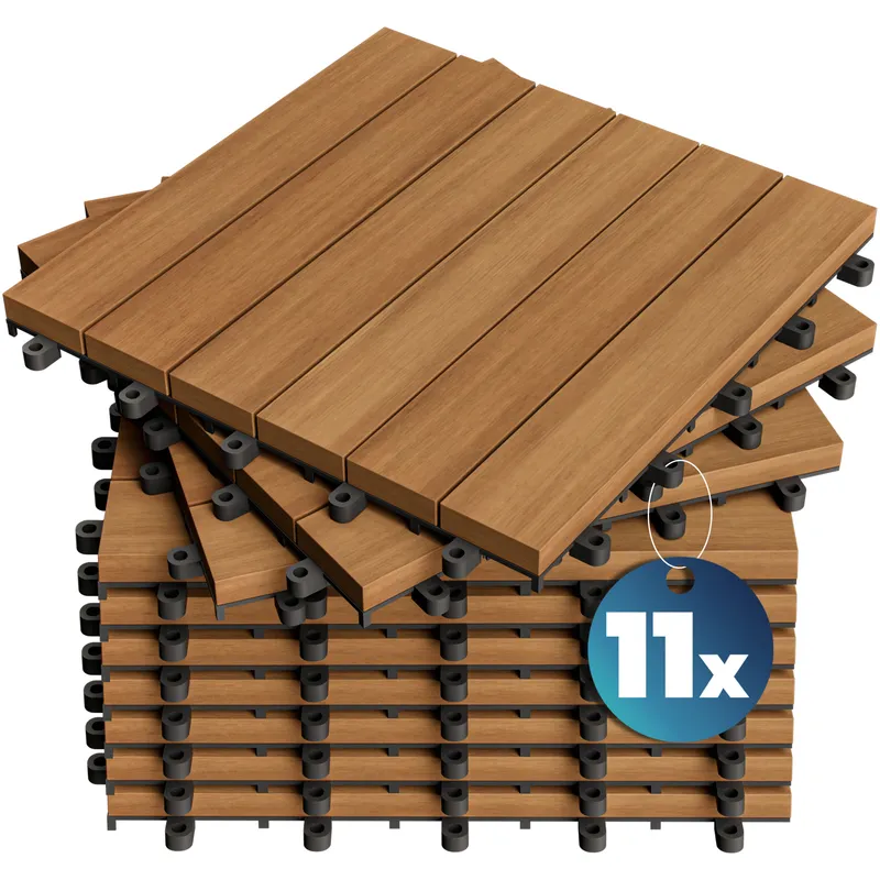Casaria® Holzfliese Akazienholz FSC®-zertifiziert 11er-Set 30x30cm – Produktbild 1 von 2