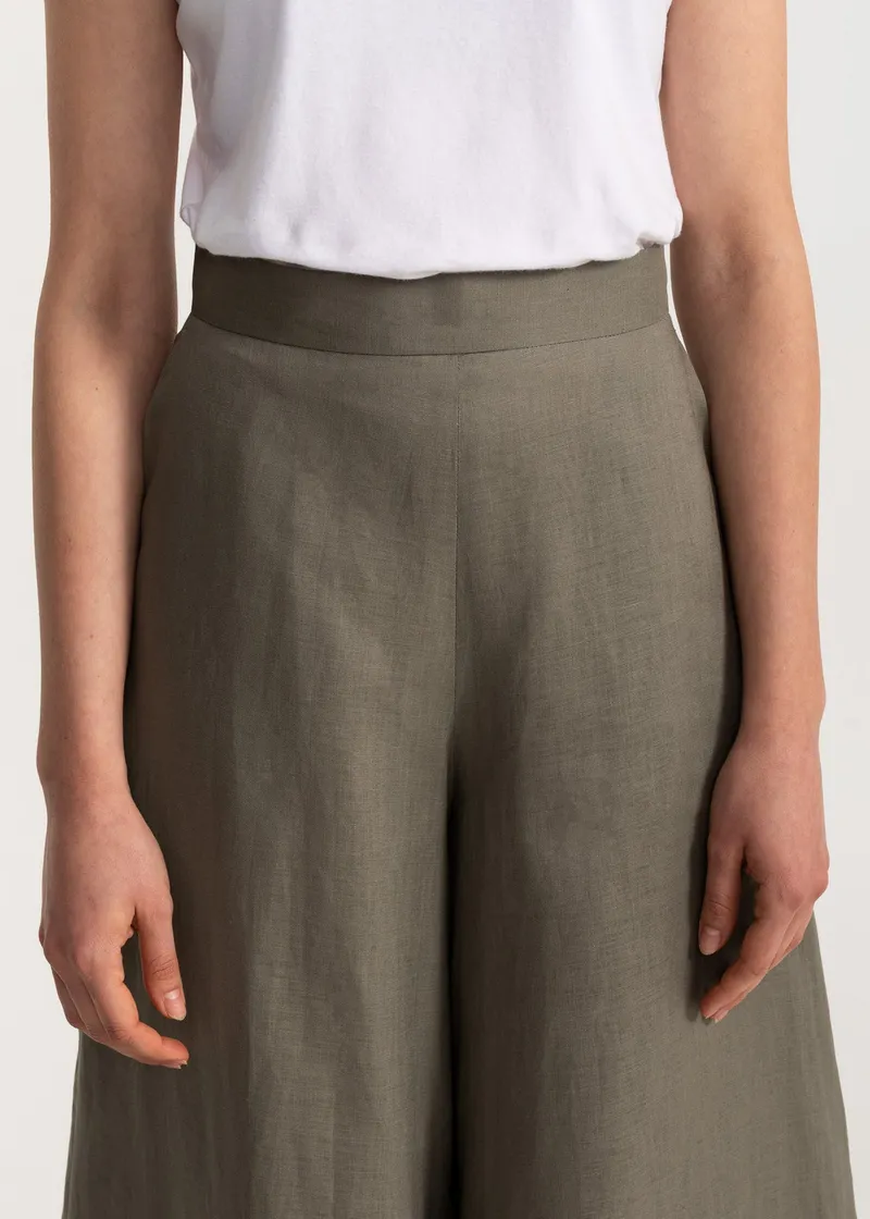 De IONESCU De IONESCU Damen vegan Hose Palazzo Leinen, Olivgrün, – Produktbild 1 von 2