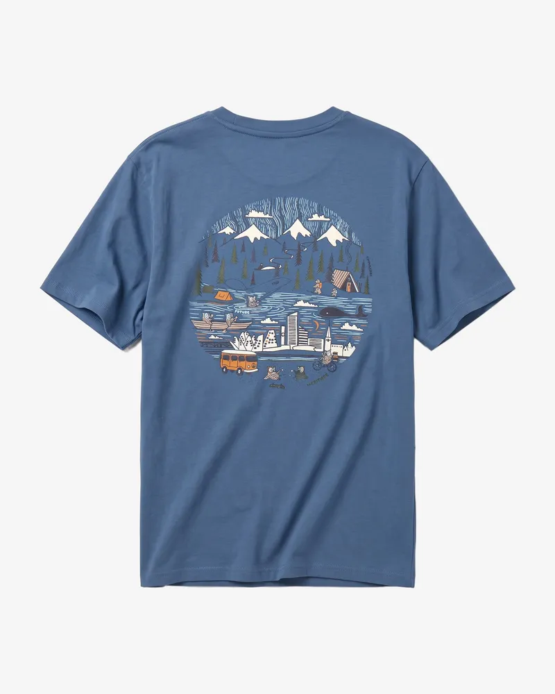 KnowledgeCotton Apparel KnowledgeCotton Apparel Herren vegan T-Shirt Back Print Vintage Indigo, Blau, – Produktbild 4 von 4