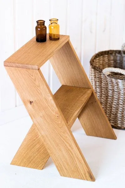 kleiderleiter_de kleiderleiter_de Tritthocker LOBO (aus Eiche) mit zwei Stufen – Produktbild 2 von 4