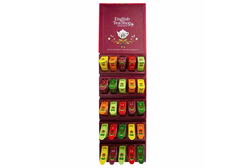 English Tea Shop English Tea Shop Tee Adventskalender "Santa's Secret", kompostierbare Pyramidenbeutel, 25 Tees in 13 Geschmacksrichtungen. – Produktbild 4 von 5