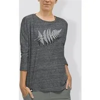 little kiwi little kiwi Damen Longsleeve; 3/4-Arm, "Farn", Slub Heather Grey – Produktbild 1 von 1