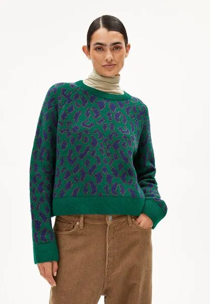 ARMEDANGELS ARMEDANGELS DILIRIAA LEOPAA Damen Pullover aus recyclem Bio-Woll Mix, Emerald green, – Produktbild 1 von 4