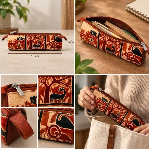 Janselo Savanna Rhythm Design Shanti-Leder-Stiftemäppchen – Produktbild 3 von 3