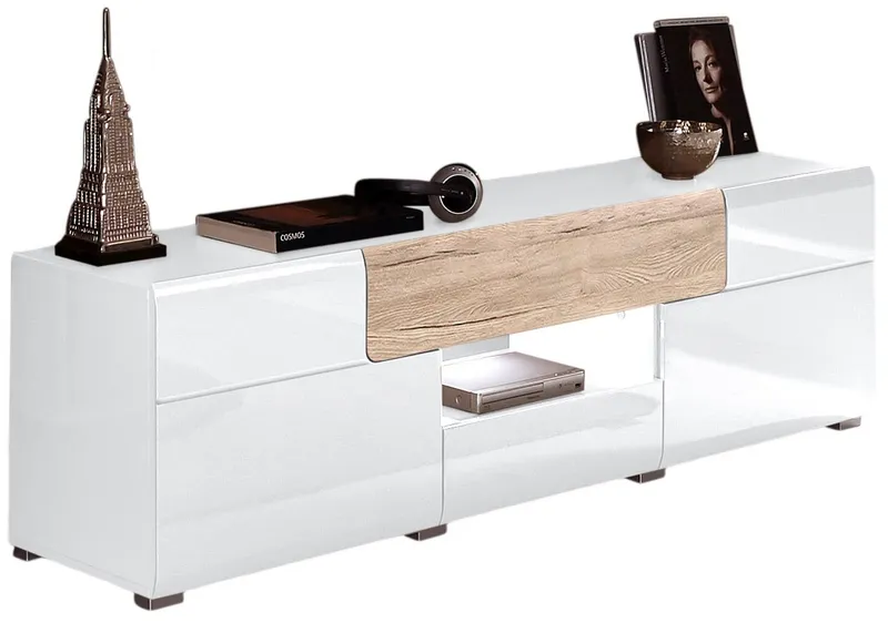 OTTO home Lowboard Toledo,Breite 159cm, trendige TV-Schrank mit dekorative Fräsungen, TV-Board ohne Beleuchtung, TV-Kommode mit viel Stauraum, Weiß, – Produktbild 2 von 8