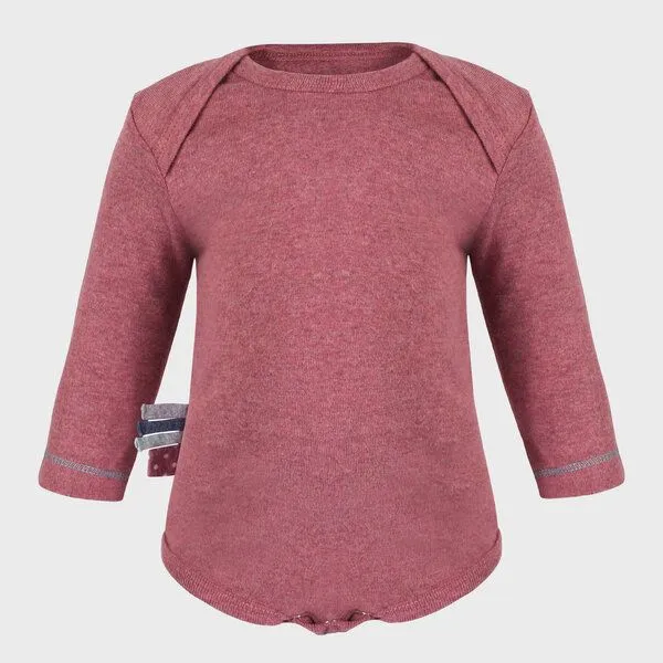 OrganicEra Baby Langarm Bodysuit 'OrganicEra' aus Bio Baumwolle, Bordeaux melange (rot), – Produktbild 3 von 4