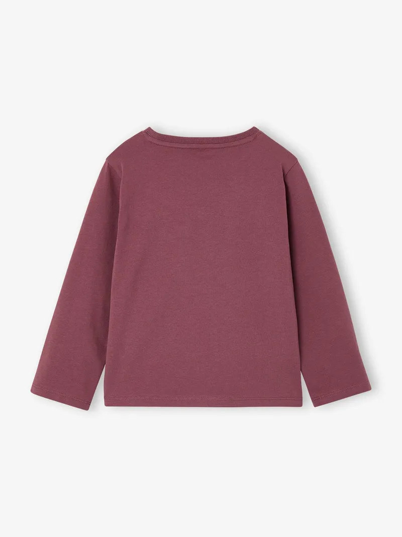 Vertbaudet Shirt mit kleiner Herz-Stickerei Mädchen, Pflaume, – Produktbild 3 von 4