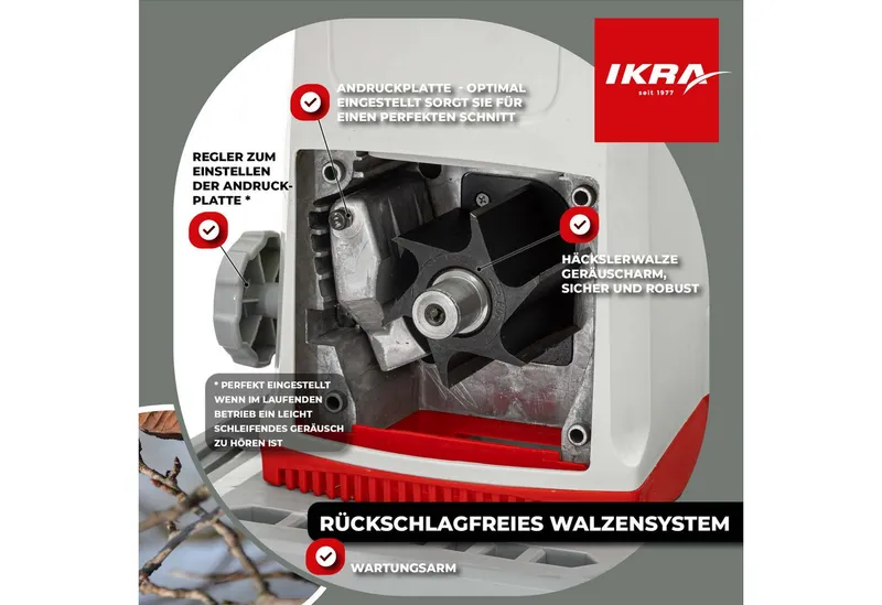 ikra GmbH Häcksler ILWH 3000, 4,5 cm max. Astdurchmesser, 3000 Watt, Walzentechnik, Siegel Blauer Engel – Produktbild 5 von 5