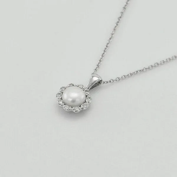 Eppi Eppi Silberhalskette im Halo-Stil mit Perlen Elizabella, Silber, – Produktbild 1 von 4
