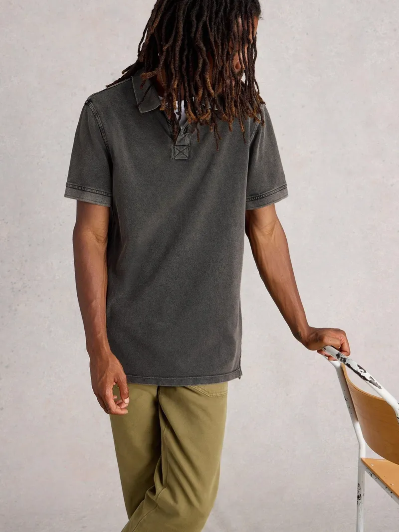 White Stuff Polohemd Utility - M/R, Washed schwarz, – Produktbild 3 von 4