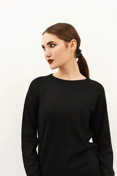 Kopyto Kopyto Damen Strick Pullover 100% Merinowoll Mulesingfrei Longsleeve mit Rundhals, Schwarz, – Produktbild 3 von 5