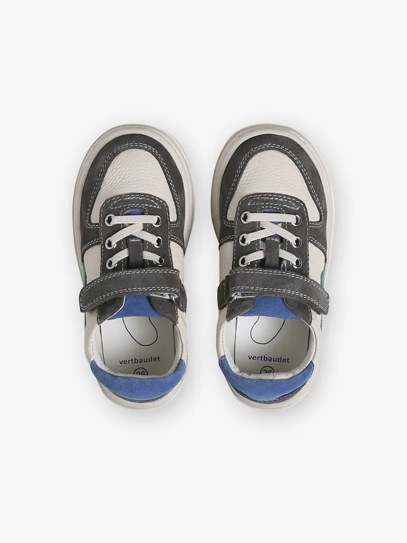 Vertbaudet Kinder Ledersneakers mit Anziehtrick und elastischer Schnürung set, Set weiß, – Produktbild 4 von 4