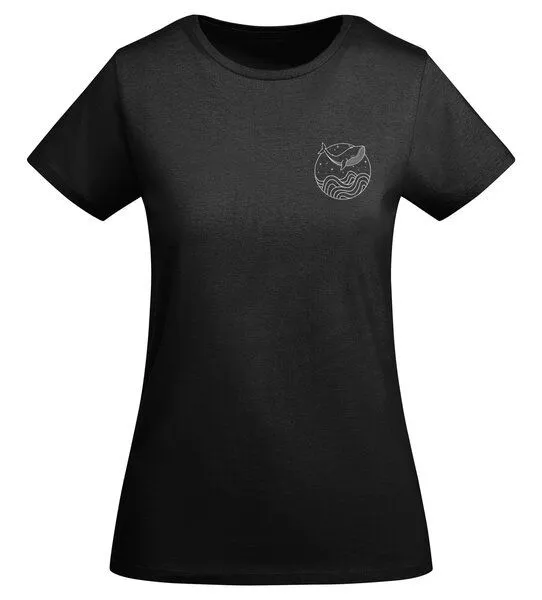 vis wear vis wear Wal zwischen Ozean und Wellen - Damen Organic Shirt, Schwarz, – Produktbild 4 von 4