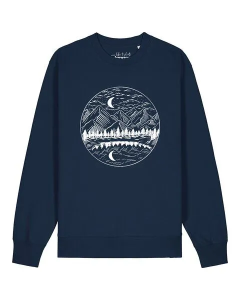 watapparel watapparel Sweatshirt Unisex Mountains by night, French navy, – Produktbild 1 von 2