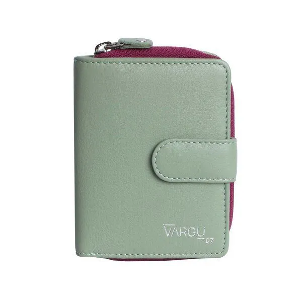 Vargu Vargu Echtleder Geldbörse VINEM 1-A, Sage green - cranberry, – Produktbild 2 von 4