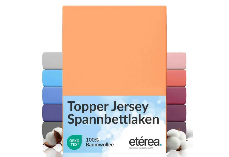 etérea Himmlische Qualität Spannbettlaken etérea Comfort Jersey Topper Spannbettlaken, Jersey, Gummizug: rundum, (1 Stück), Gelb, – Produktbild 1 von 5