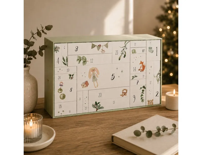 Mami-Countdown Adventskalender Adventskalender für Schwangere 2026 mit 24 Türchen – Limited Edition (Set), Für Mama & Baby, inkl. Online-Adventskalender, Schmuckfarbe wählbar, Silberfarben, – Produktbild 2 von 5