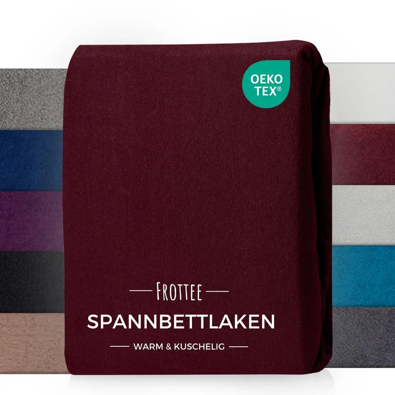 Carpe Sonno Spannbettlaken Frottee Winter Laken 90x200 100x200 140x200 160x200 180x200 200x200, Frottee, Gummizug: rundum, (1 Stück), Kuscheliges Winter Spannbettlaken 100x200 Spannbetttuch Rot, Rot, – Produktbild 1 von 5