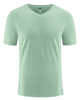 HempAge Hempage Herren vegan T-Shirt Mit V-Ausschnitt Schmal Geschnitten Mintgrün – Produktbild 1 von 1