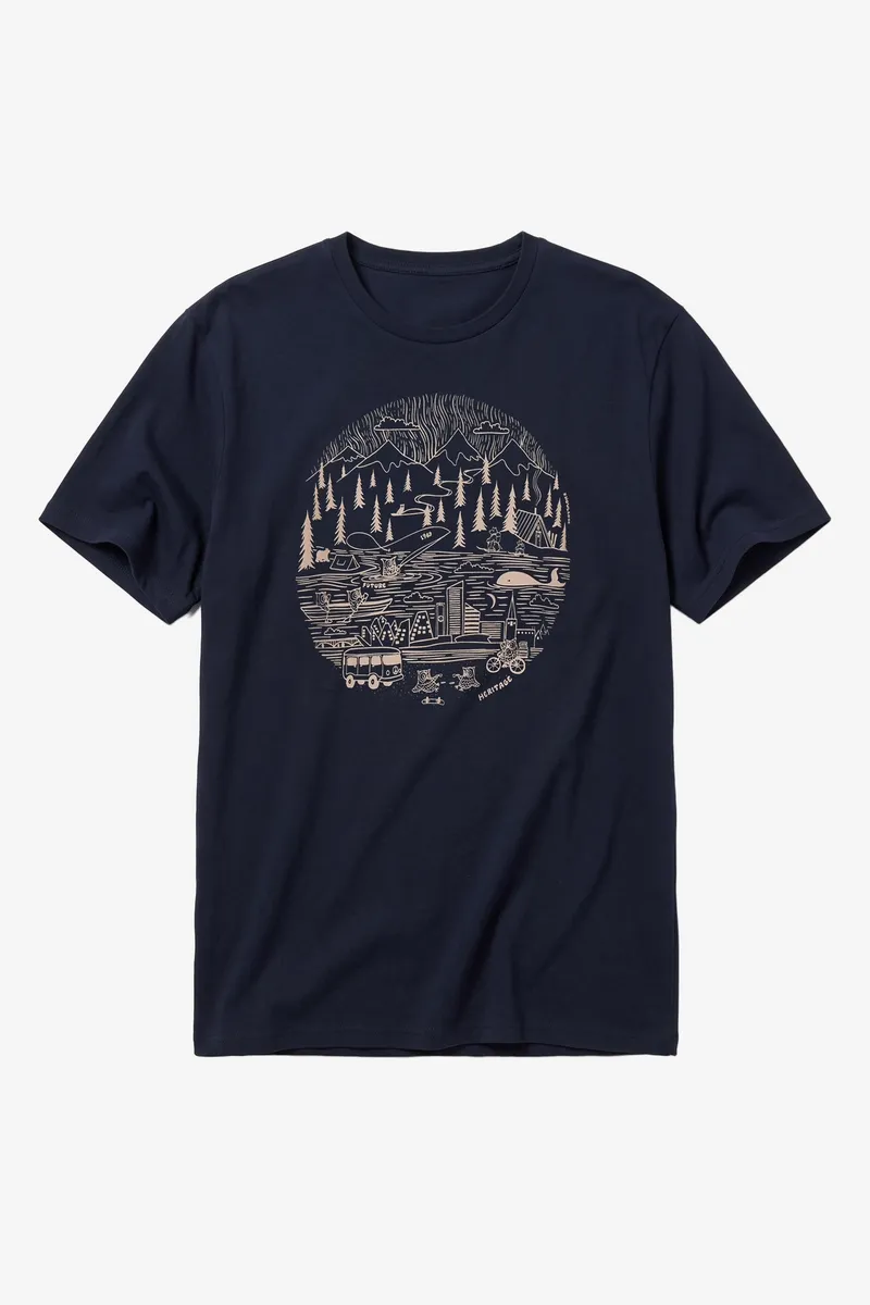 KnowledgeCotton Apparel KnowledgeCotton Apparel Herren vegan T-Shirt Mit Aufdruck Auf Der Rückseite Nacht-Himmelblau, Blau, – Produktbild 1 von 2