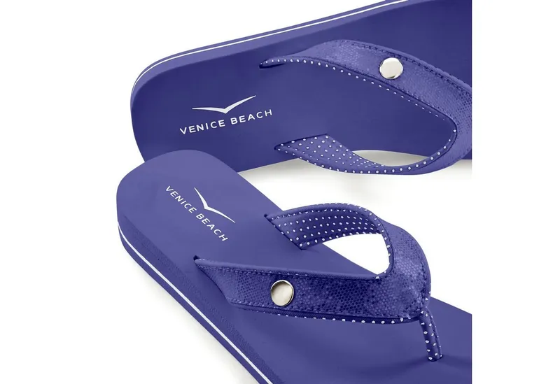 VENICE BEACH VENICE BEACH Sandale, Badeschuh, Badelatsche, Flip Flop, Badeschlappe, Pantolette Badezehentrenner Zehentrenner mit wasserabweisender und leichter Sohle VEGAN, Blau, – Produktbild 5 von 5