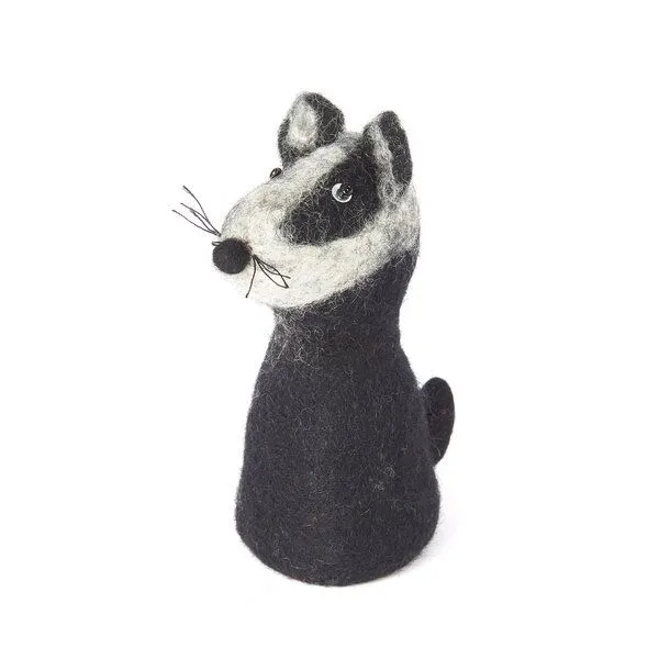 short'n'pietz short'n'pietz Dachs als Filz Eierwärmer, Schwarz grau, – Produktbild 1 von 1