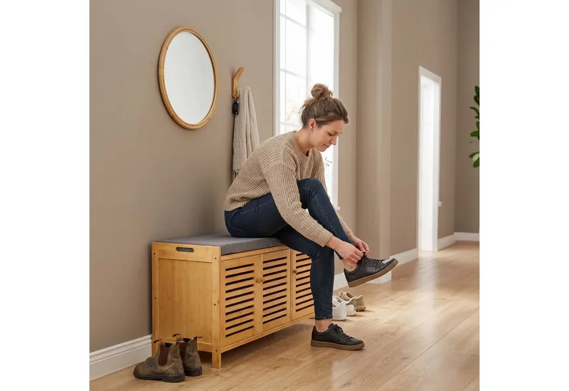 RELAXDAYS RELAXDAYS Schuhbank mit gepolsterter Sitzfläche (1-St), Braun, – Produktbild 2 von 5