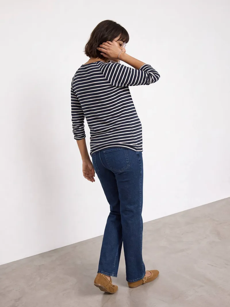 Vertbaudet Umstandsshirt mit verdeckten Stillöffnungen und Streifenmuster, Marine, – Produktbild 4 von 4