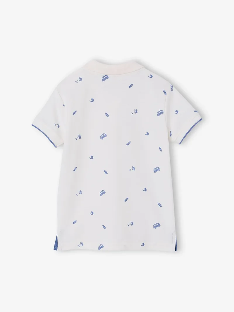 Vertbaudet Jungen Poloshirt mit Allover-Print, Wollweiß, – Produktbild 2 von 3