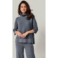 YOU LOOK PERFECT YOU LOOK PERFECT 100% Merino asymmetrischer Rollkragen-Strickpullover "Bailey", Grau, – Produktbild 1 von 1