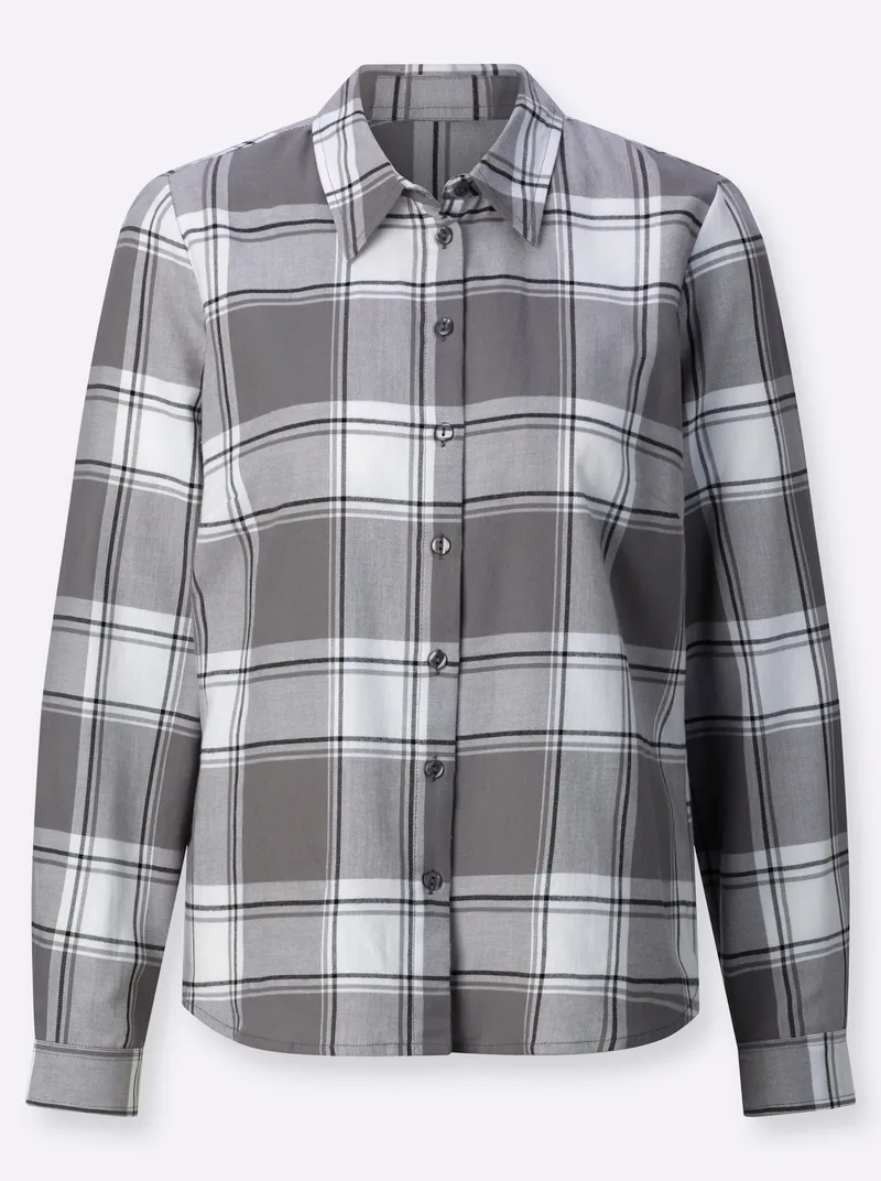 Witt Flanellbluse grau-weiß-kariert, Grau-weiß-kariert, – Produktbild 1 von 2