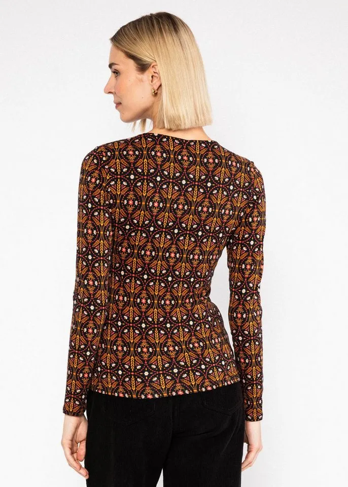 blutsgeschwister blutsgeschwister Langarmshirt - Feminines Longsleeve mit Herzausschnitt und Raffungen für Damen, Braun, – Produktbild 3 von 5
