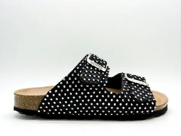 thies Vegane "thies ® Rec Sparkle Sandal" mit funkelnden Strasssteinen, Black strass (schwarz), – Produktbild 2 von 4