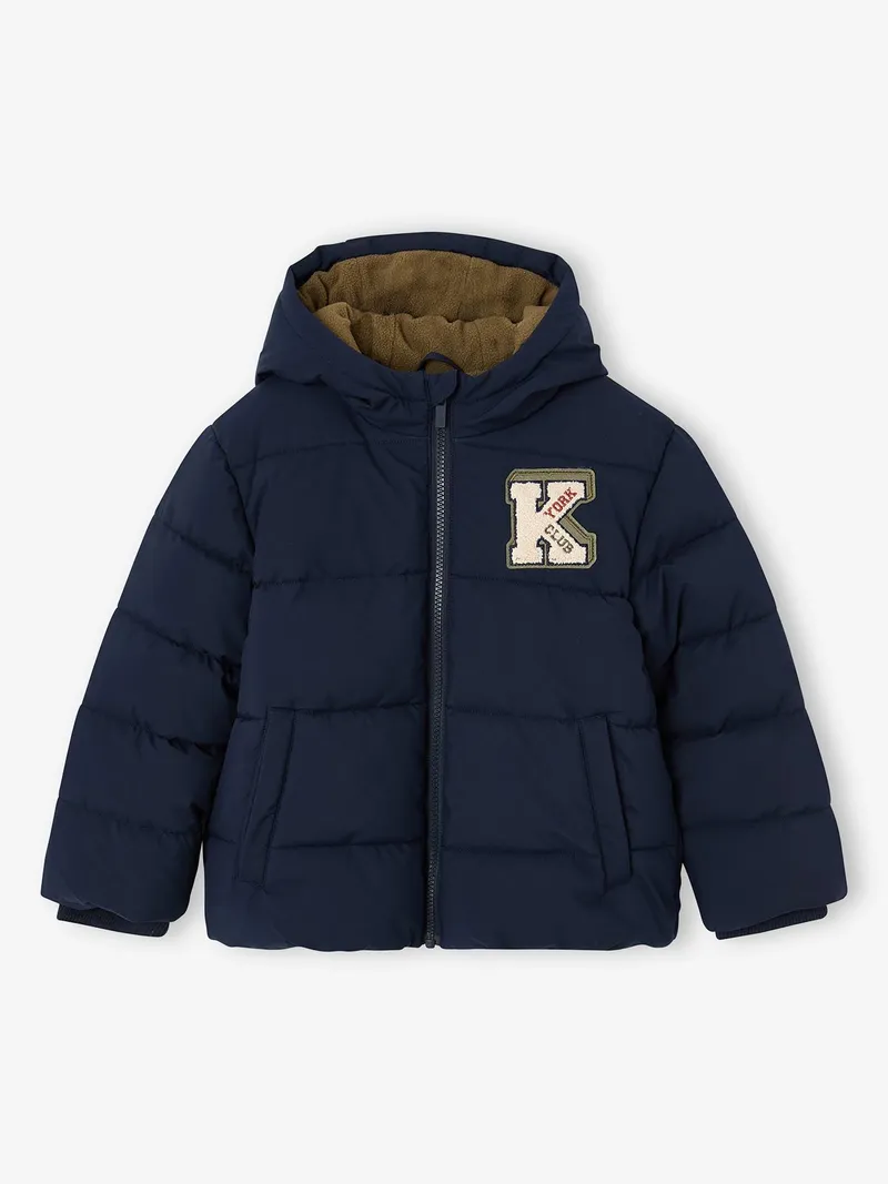Vertbaudet Jungen Steppjacke mit Kapuze und Fleecefutter, Marine, – Produktbild 1 von 4