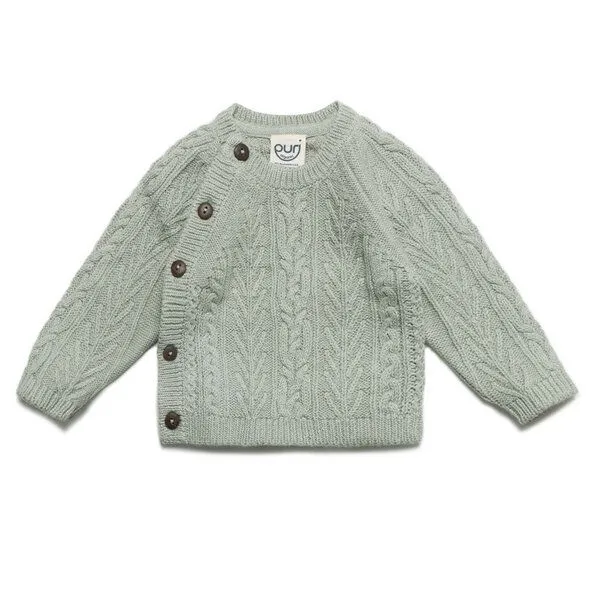 Puri Organic Puri Organic Baby Kimono Jacke Aranstrick Baumwolle (Bio) Schurwolle, Thymian, – Produktbild 1 von 2