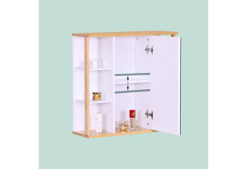 RELAXDAYS RELAXDAYS Spiegelschrank mit Bambus-Dekor (1-St), Braun|weiß, – Produktbild 4 von 4
