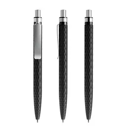 prodir prodir® Druckkugelschreiber QS01 PMS Push, blaue Mine, schwarz/silber satiniert – Produktbild 1 von 1
