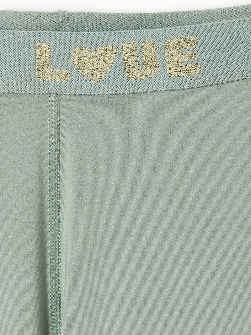 Vertbaudet Leggings Mädchen Schriftzug LOVE TOGETHER am Gummibund salbei, Salbeigrün, – Produktbild 2 von 3