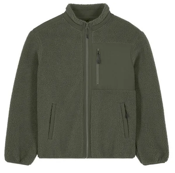 Kultgut Kultgut ProEarth- New Recycling Generation - Kuschelige Sherpa Fleecejacke / With Love, Grün, – Produktbild 1 von 8
