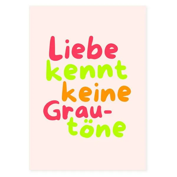 Bow & Hummingbird Bow & Hummingbird Postkarte "Liebe kennt keine Grautöne" aus Recyclingpapier – Produktbild 2 von 2