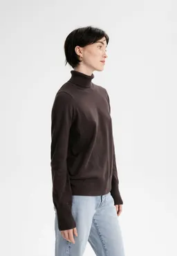 MELA MELA Damen vegan Pullover Feinstrick-Rollkragenpullover Mayura Dunkelbraun – Produktbild 1 von 1